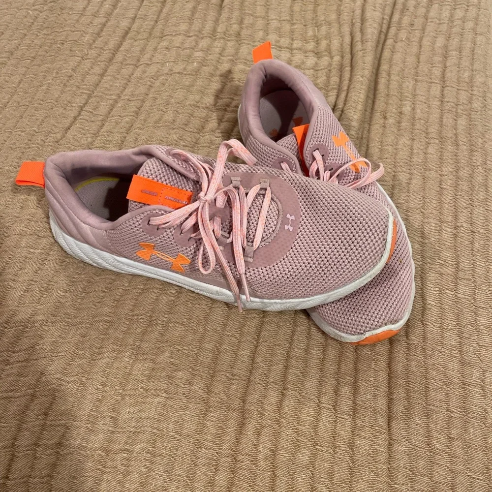 Under Armour Light Pink Knit Sneakers with Orange Logo